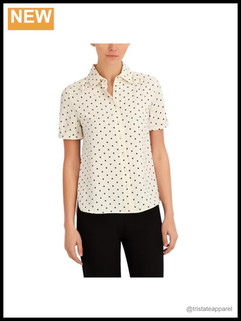 Anne Klein Peter Pan Collar Short Sleeve Blouse 100% Polyester